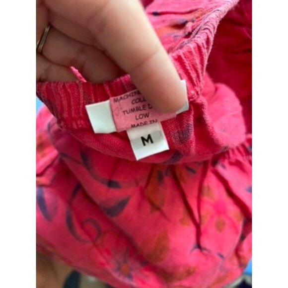 Habitat Clothes to live in women's medium red floral cropped linen pants - Picture 7 of 7